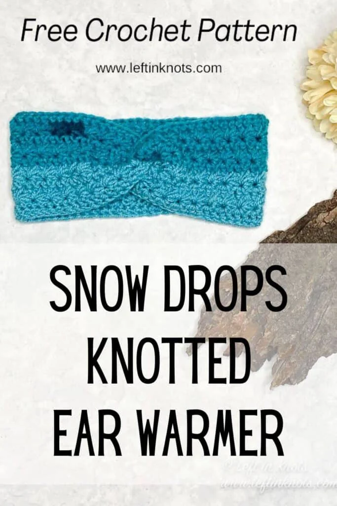 Turquoise crochet ear warmer made with the star stitch