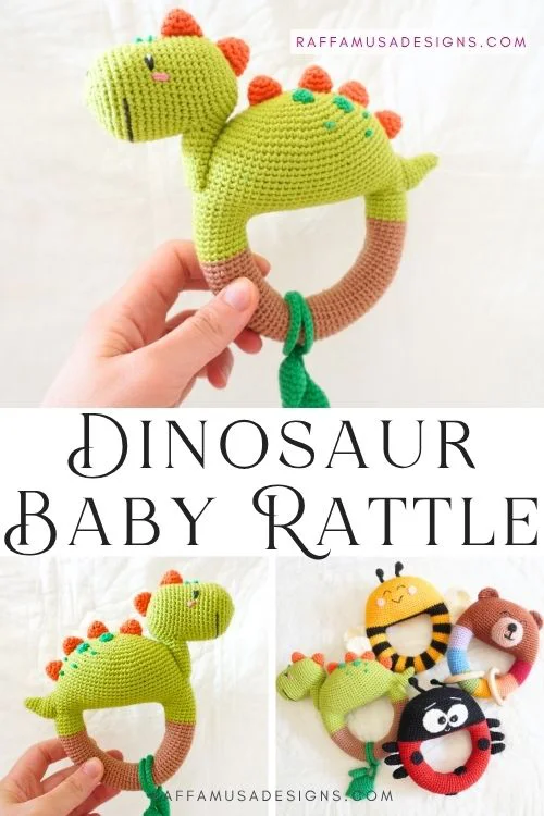Free Crochet Pattern - Dinosaur Baby Rattle - RaffamusaDesigns