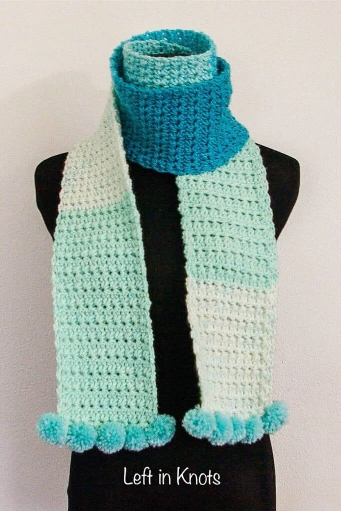 A skinny crochet scarf made with the star stitch