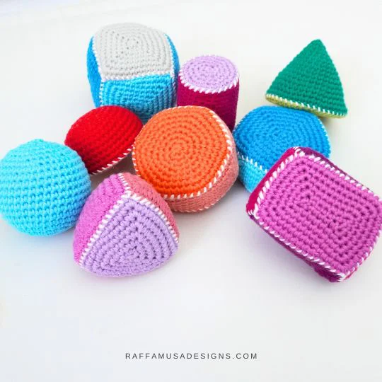 Crochet Geometric Shapes Amigurumi - Montessori Set - Raffamusa Designs