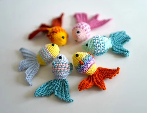 crochet mosaic goldfish