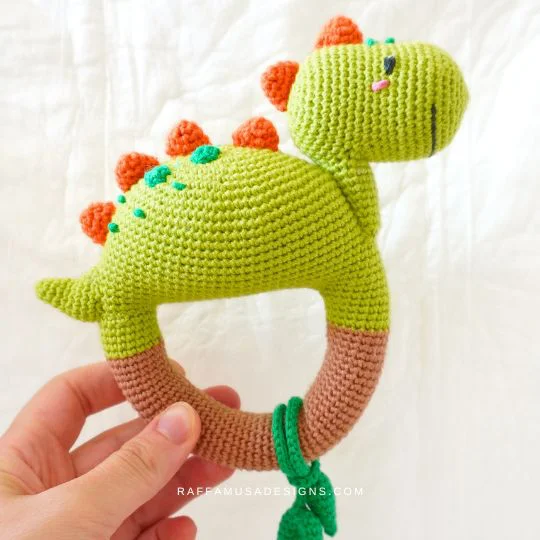 Crochet Dinosaur Rattling Toy for Babies - RaffamusaDesigns