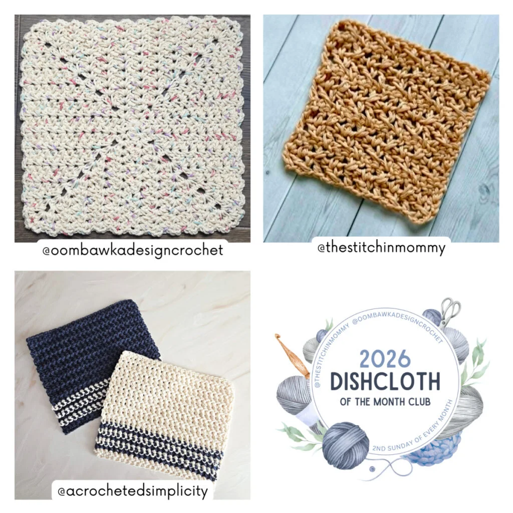 2026 Dishcloth of the month club graphic.