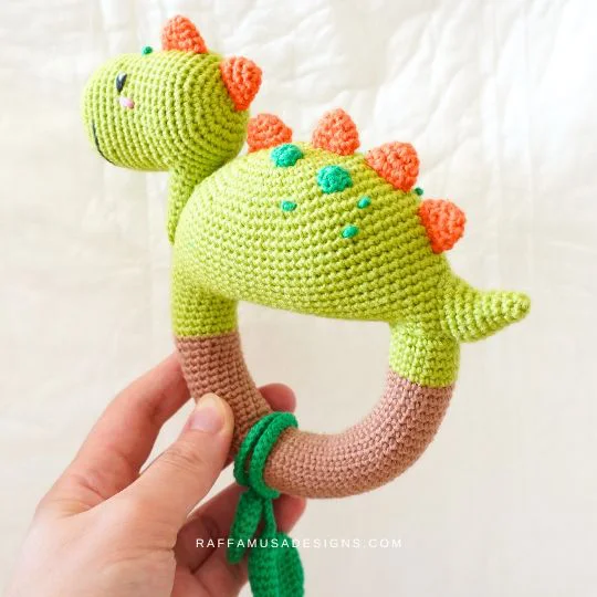 Crochet Dinosaur Baby Rattle