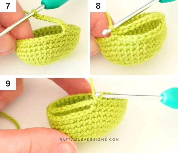 Assembly of Dinosaur Baby Rattle - Steps 7-9 - RaffamusaDesigns