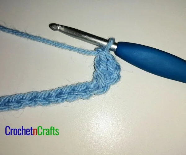 Dc (double crochet) into the 3rd ch from the hook.