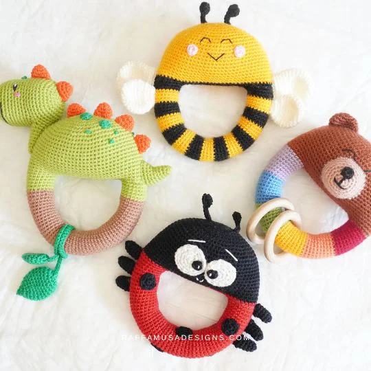 Crochet Animal Baby Rattles - RaffamusaDesigns