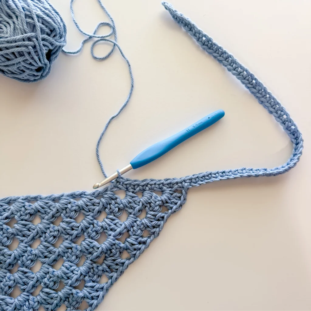 single crochet across the top of granny bandana