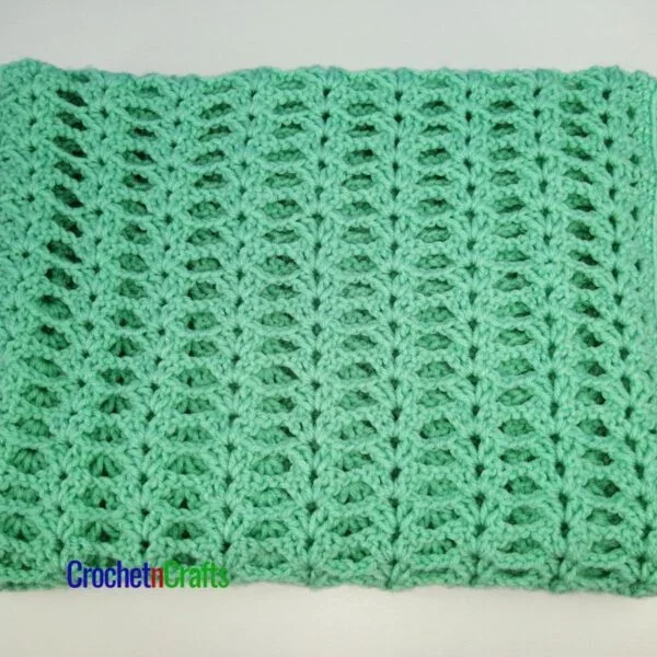 Lacy Double V-Stitch Crochet Lapghan Folded Up