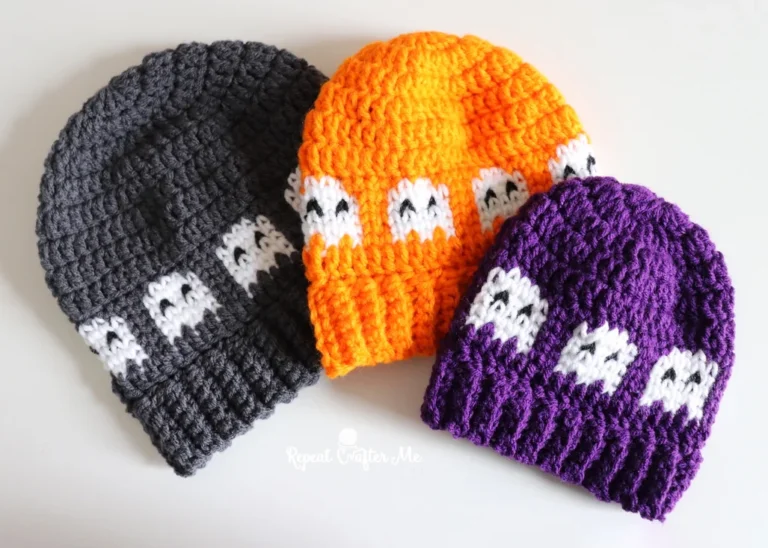 Best Easy Ghosts In A Row Crochet Hat Free Crochet Pattern